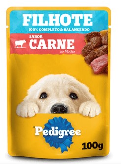 Ração Úmida Pedigree Sachê Cães Filhotes Carne ao Molho 100 g